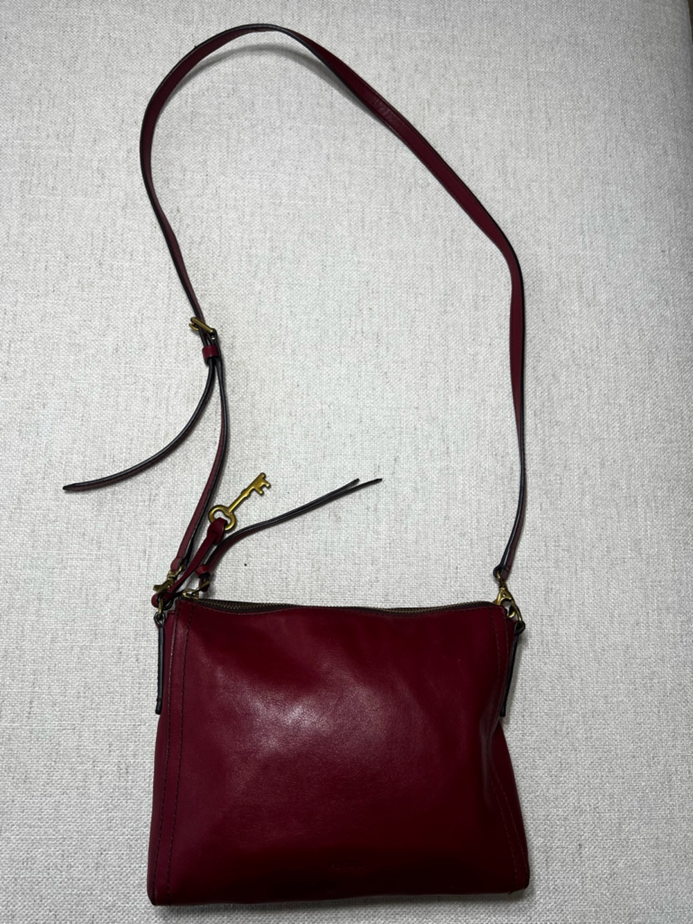 Fossil Burgundy Leather Crossbody Bag Purse